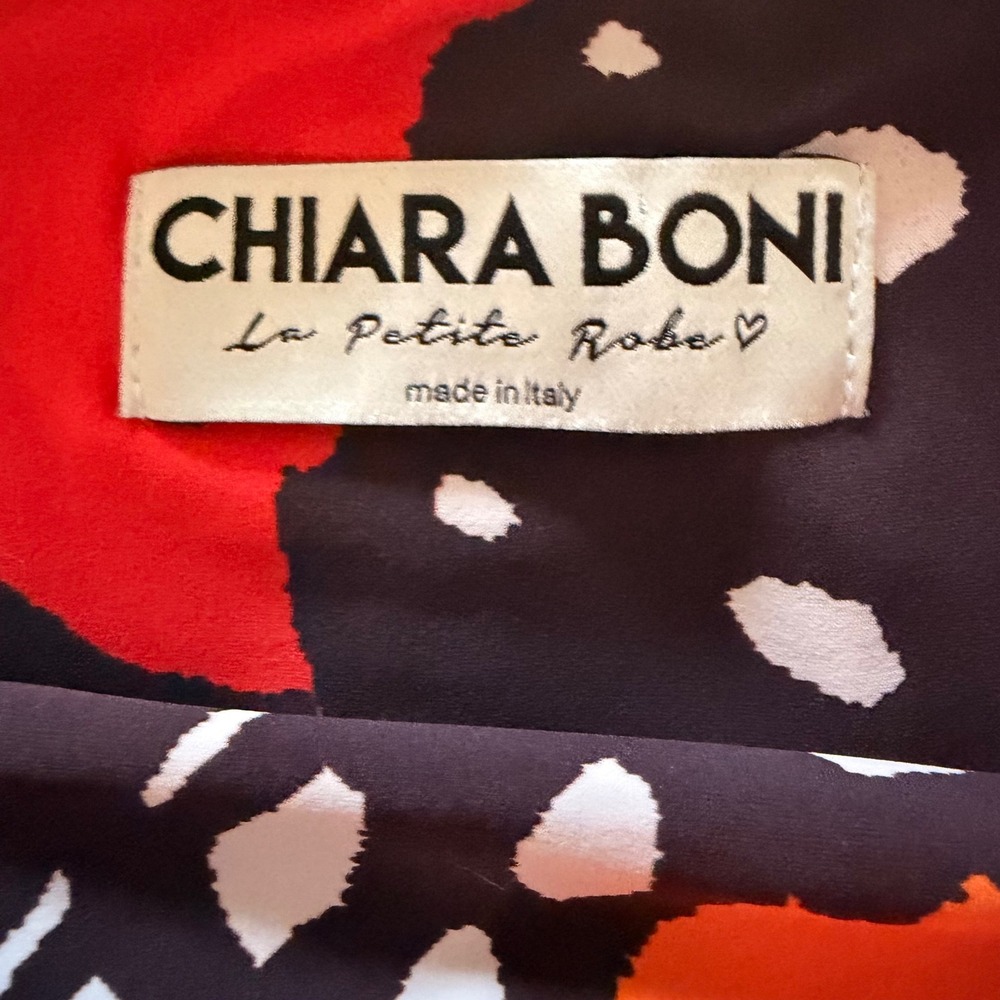 Chiara Boni Le Petite Robe Butterfly Print Sheath Dress Orange Red 36 Italy Made - Picture 10 of 11